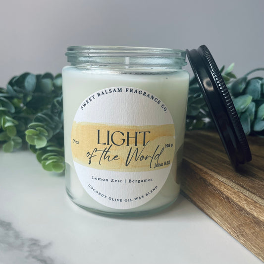 Light of the World Glass Candle