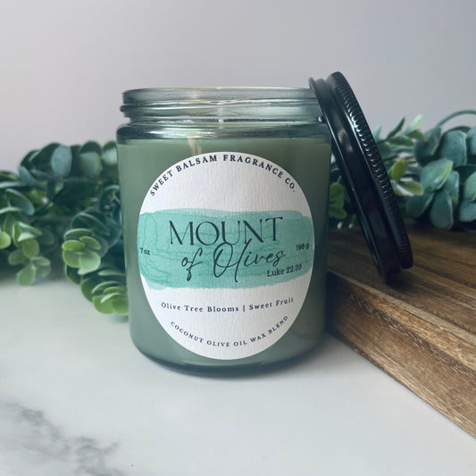 Mount of Olives Glass Candle