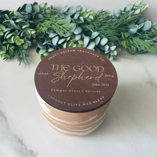 The Good Shepherd Concrete Candle
