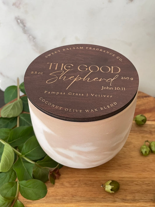 The Good Shepherd Concrete Candle