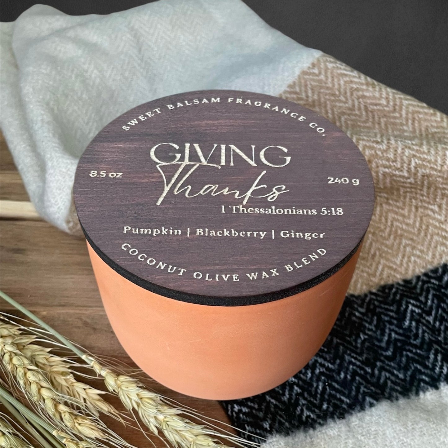 Giving Thanks Concrete Candle